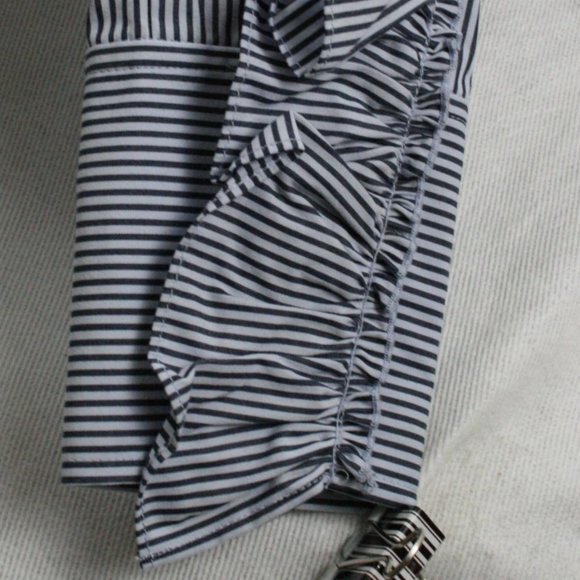 Kenneth Cole Ruffle Indigo Cotton Blouse SZ XL - Picture 7 of 12